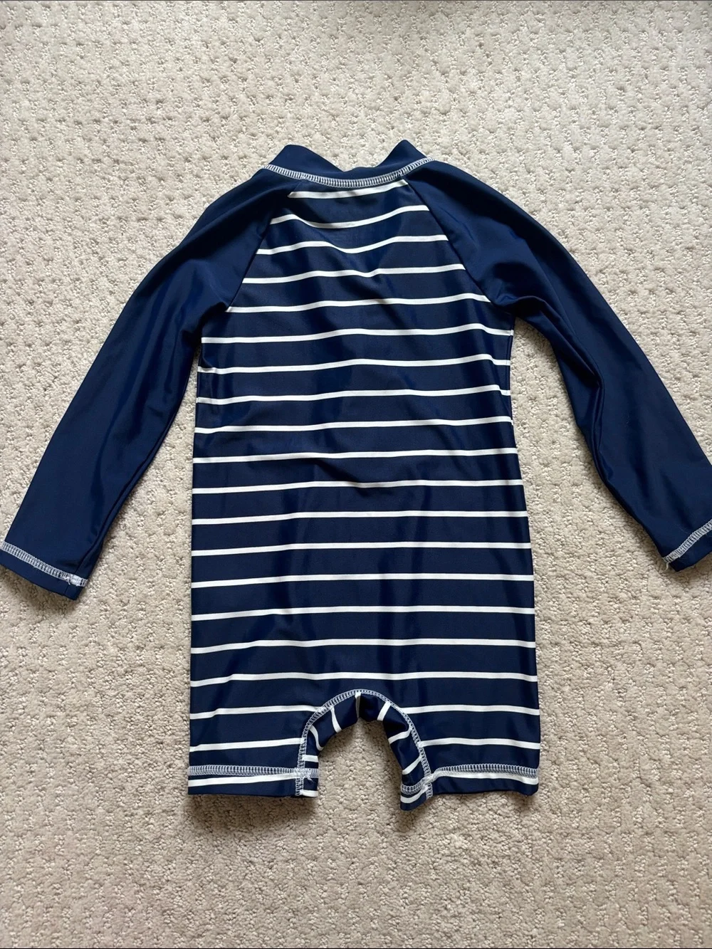 Carter's Navy and White Striped Long-Sleeve Rashguard with Anchor, Size 24m
